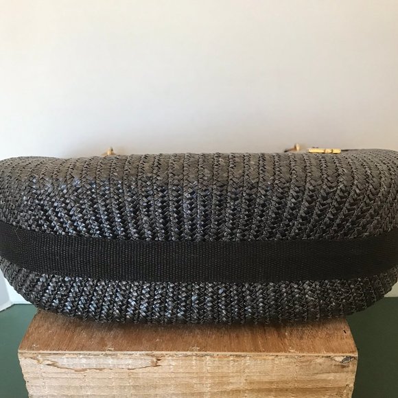 Pier Giorgio Black Rattan Woven Handbag - Picture 9 of 11